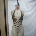 Beach Bikini Swimsuit Paired With A Gold Gemstone Chest Necklace