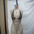 Beach Bikini Swimsuit Paired With A Gold Gemstone Chest Necklace