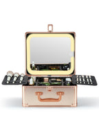 Deluxe Cosmetic Organizer with Removable Illuminated Mirror | Storage Makeup Case