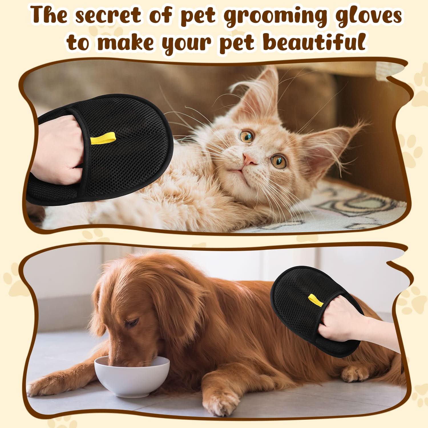 Pet Hair Remover Electrostatic Gloves – Double-Sided Efficient, Soft Silicone & Washable Reusable