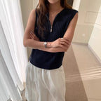 Sleeveless Knitted Outerwear Fashionable Ribbed Vest For Women