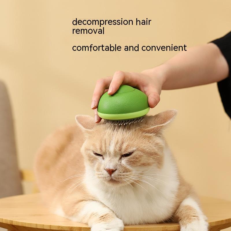 Cute Avocado Cat Brush | Self-Cleaning Stainless Steel Pet Hair Removal Tool