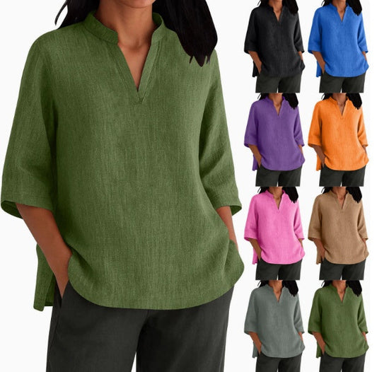 Women's Linen-Cotton Short-Sleeve T-Shirts
