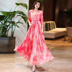 Women's Flared V-Neck Printed Dress