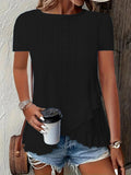 Summer New Women's Fashion Plus-Size Asymmetrical Ruffled Hem Short-Sleeve Top